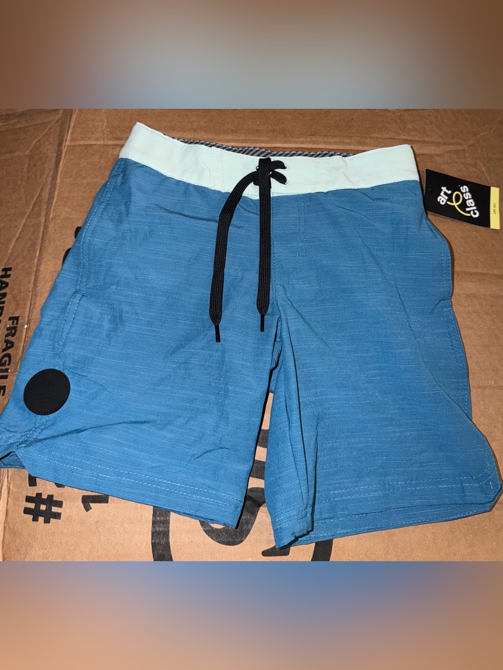 Target Boys Blue Swim Trunks with White Waistband